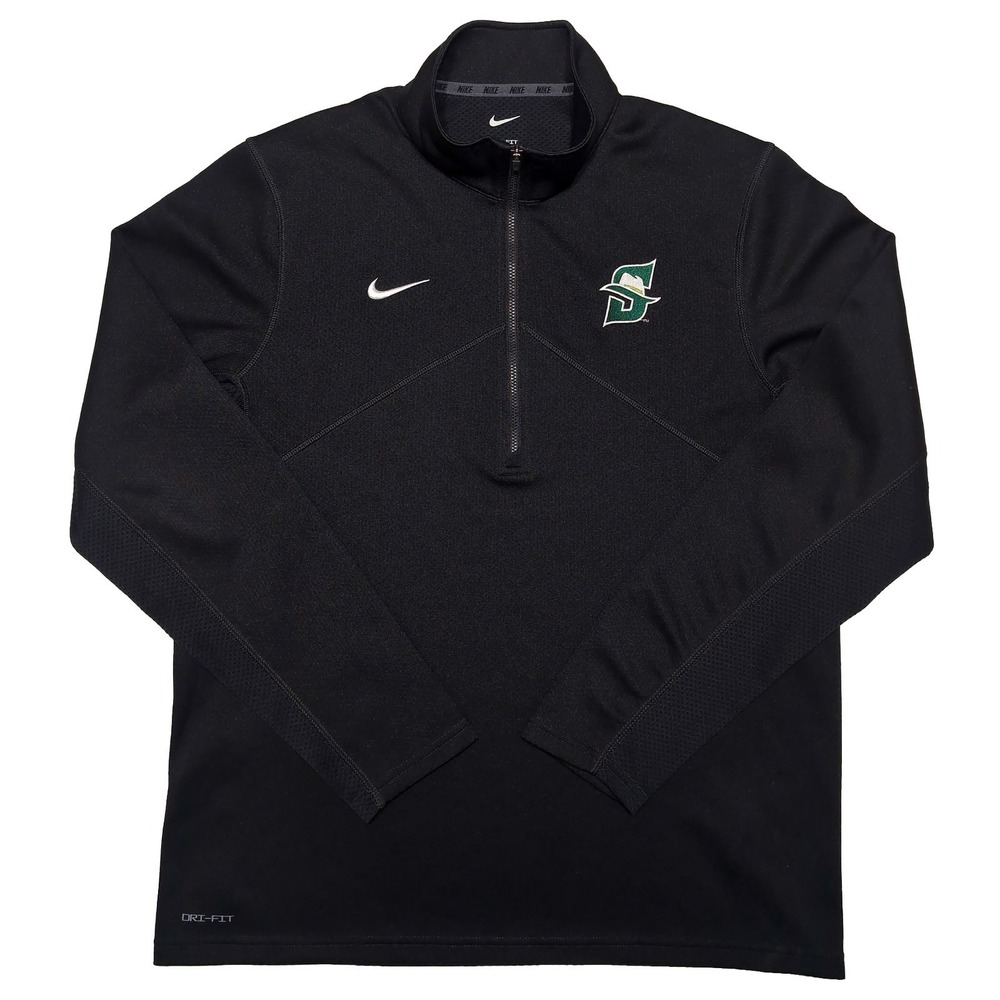 NIKE Stetson Hatters Pullover Mens Large Black Excellent Dri-FIT Quarter Zip